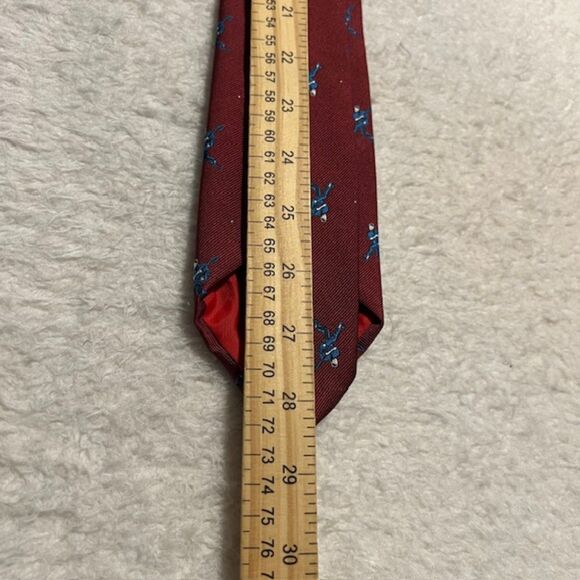Mark & Fore Strke Maroon Baseball Print Neck Silk Tie - Picture 5 of 5